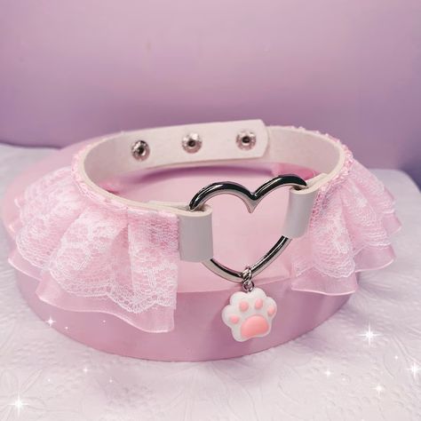 Harajuku Jewelry, Pastel Goth Choker, Kawaii Choker, Spoiled Princess, Puppy Girl, Pastel Accessories, Pink Choker, Leather Sewing, Kawaii Core