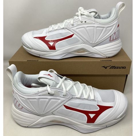 Mizuno Wave Momentum 2 Volleyball Shoes Women's Size 10 White / Red - New In Box - Shoes May Have Been Tried On For Size But Are In Otherwise Brand New Condition. - Please Review All Photos For Details Message With Any Questions And Thanks For Looking !! Mizuno Shoes, S Wave, Box Shoes, Volleyball Shoes, Shoes White, Shoes Women, Christmas List, Volleyball, New Color