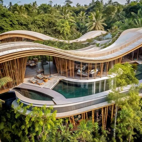 Resort In Bali, Avant Garde Architecture, Bamboo Roof, Clubhouse Design, Architecture Drawing Presentation, Dubai Houses, African House, Concept Models Architecture, Bamboo Architecture