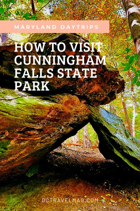 Plan your visit to Cunningham Falls State Park in Maryland, a family-friendly destination about an hour north of Washington DC. Get tips for hiking, swimming, camping and seeing the cascading waterfall Cunningham Falls. #maryland #stateparks Cunningham Falls State Park, Cascading Waterfall, Eastern Shore Maryland, Dc Travel, Mountain Park, Travel Magazine, Unique Hotels, Camping Spots, Nature Center