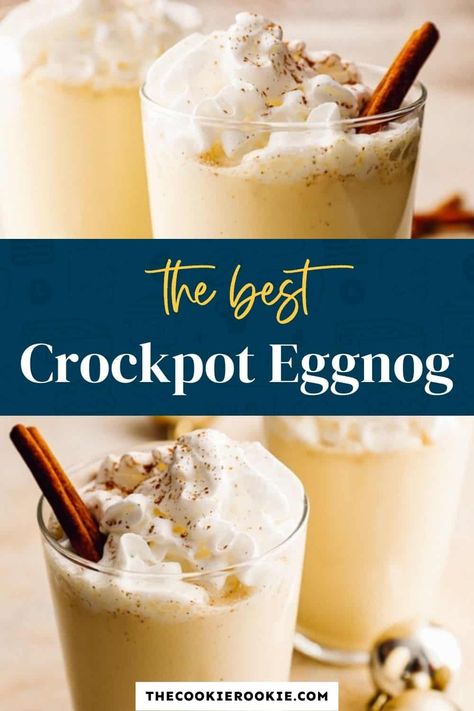 Crock Pot Eggnog Recipe, Crockpot Eggnog Recipe, Fireball Eggnog Recipe, Crockpot Eggnog, Vanilla Spice Eggnog Recipe, Pumpkin Eggnog Recipe, Home Made Egg Nog, Egg Nog Recipe Homemade, Warm Eggnog