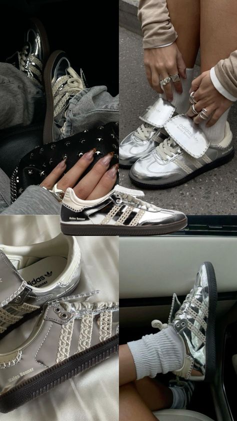 Wales Bonner Silver Adidas Wales Bonner, Silver Outfits, London Vibes, Expensive Shoes, Wales Bonner, Shoe Inspo, Aesthetic Shoes, Scandi Style, Winter Aesthetic