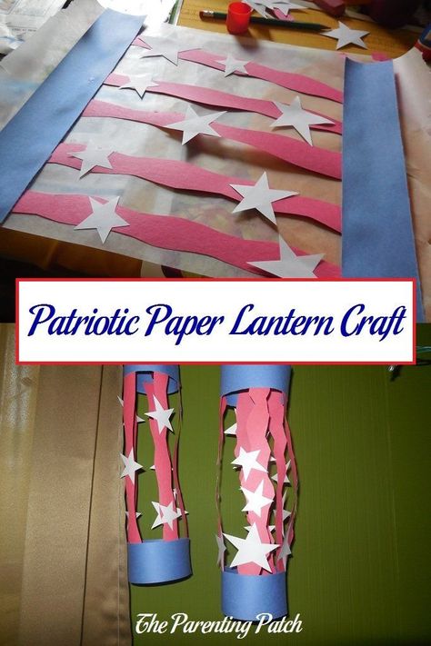 How to make a patriotic red, white, and blue paper lantern for Memorial Day, Flag Day, Independence Day, and Labor Day. Paper Lantern Craft, Labor Day Crafts, Summer Crafts For Toddlers, Fourth Of July Crafts For Kids, Patriotic Diy, Lantern Craft, Egg Carton Crafts, Blue Crafts, Flag Day