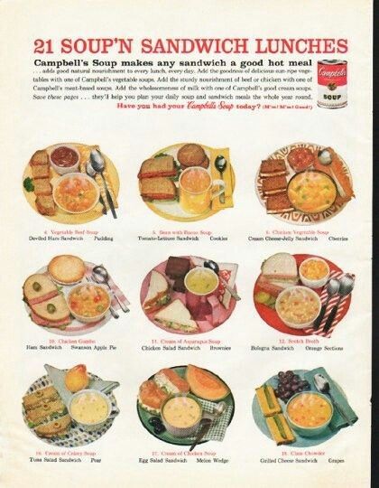 Beverage Ads, 1950s Food, Food Calorie Chart, Campbells Soup, Vintage Advertising Art, Ladies Home Journal, Home Journal, Vintage Menu, Magazine Advertisement