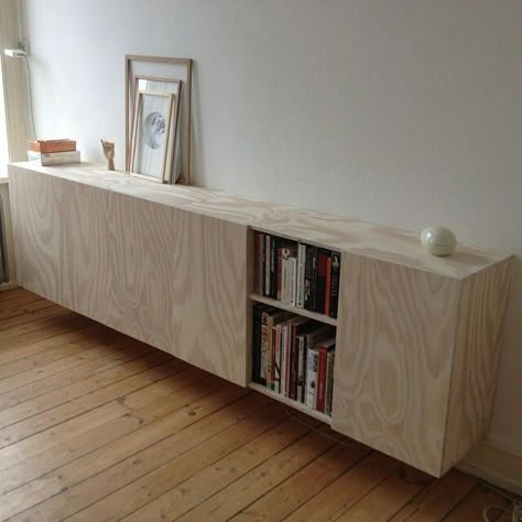 Plywood Sideboard, Plywood Diy, Low Bookshelves, Built In Cabinet, Interior Design Boards, Art Deco Home, Plywood Furniture, Diy Cabinets, Interior Inspo