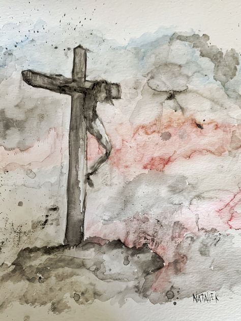 Free Painting Printable Christian Watercolor Paintings, Jesus Watercolor Painting, Cross Art Painting, Christian Watercolor, Jesus Art Drawing, Christ Artwork, Easter Drawings, Easter Paintings, Free Painting