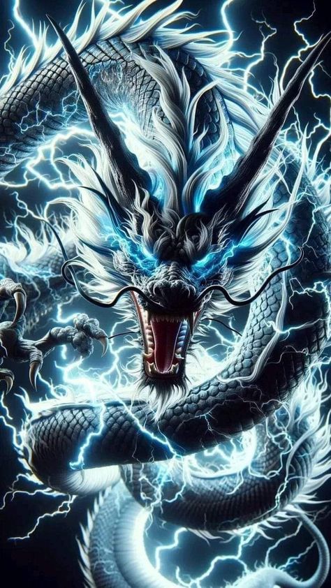 Cool Dragon Pictures, Most Beautiful Tattoos, Friendly Dragon, Lightning Dragon, Dragon Character, Elemental Dragons, Dragon Wallpaper Iphone, Snake Wallpaper, Yin Yang Tattoos