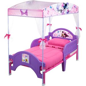 i bet Gann's Kayelee would like this, Delta Minnie's Bow-Tique Canopy Toddler Bed, Lavender Minnie Mouse Bedroom Ideas Toddler, Minnie Mouse Bedroom Ideas, Minnie Mouse Toddler Bedding, Toddler Canopy Bed, Minnie Mouse Bedroom, Convertible Toddler Bed, Beds For Kids, Ground Design, Kids Storage Units