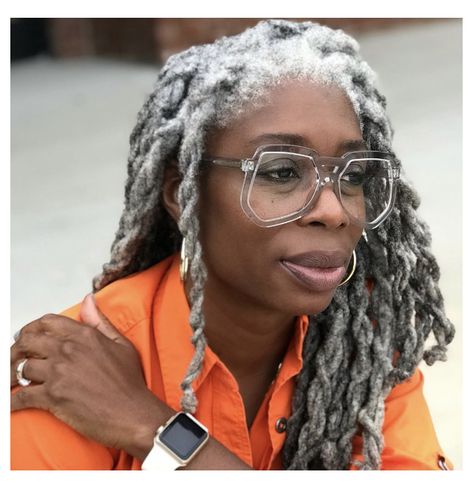 LaShawnda Becoats Grey Dreadlocks Black Women, Platinum Hairstyles, Gray Locs, Grey Locs, Grey Hair Journey, Locs Styles, Gorgeous Gray Hair, Grey Hair Inspiration, Beautiful Gray Hair