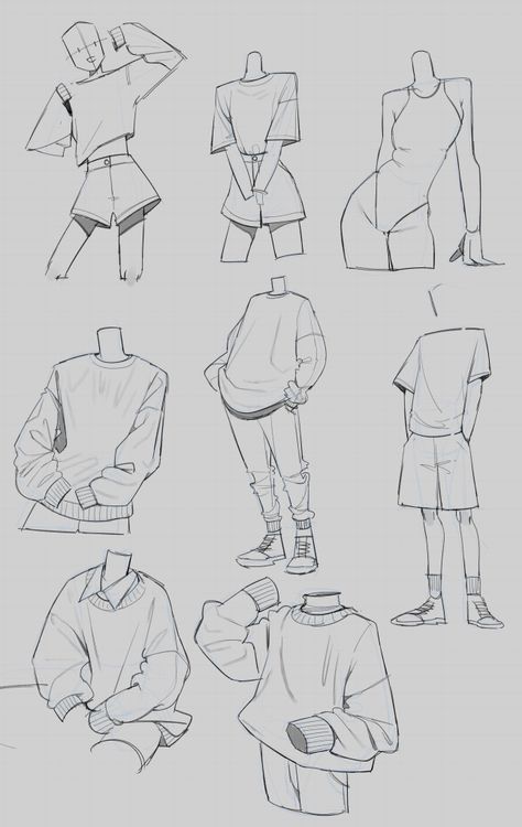 Crewneck Drawing Reference, Running Reference Front View, Leaning On Table Pose Reference Drawing, Cardigan Drawing Reference, Cute Poses Reference, Cute Poses Drawing, Reference Clothes, Draw Clothes, Drawing Anime Clothes