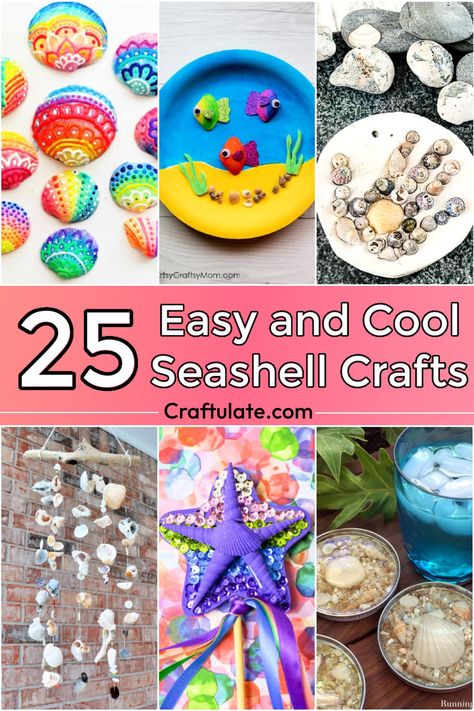 25 Easy Seashell Crafts and Decor Ideas Shell Crafts For Kids, Seashell Crafts For Kids, Diy Seashell Crafts, Aquarium Craft, Seashell Picture Frames, Garden Crafts For Kids, Snail Craft, Seashell Wind Chimes, Bird Feeder Craft