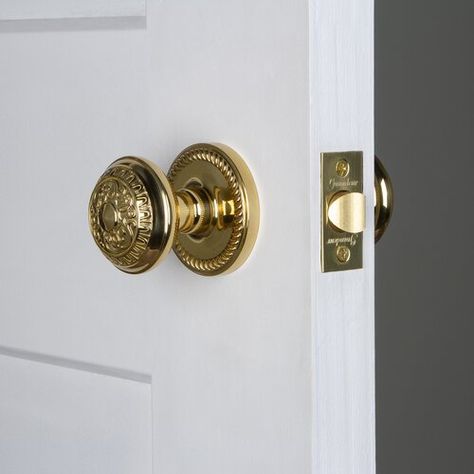 Grandeur Newport Doorknob | Wayfair Cottage Door Handles, Windsor Doors, Gold Door Handles, Gold Drawer Knobs, Interior Door Hardware, Interior Door Knobs, Vintage Door Knobs, Gold Door, Brass Door Knobs