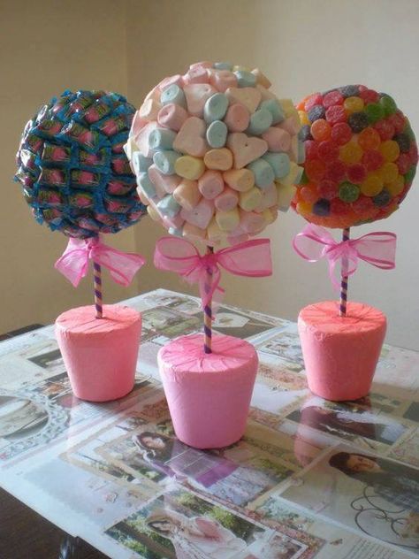 Untitled | Cecy Trejo | Flickr Candy Trees, Sweet Trees, Chocolate Bouquet, Candy Bouquet, Candy Party, Candy Buffet, Baby Boy Shower, Candy Bar, Party Time