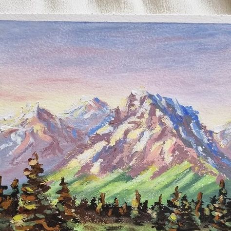 Aline Müller on Instagram: "Forgetting to post these days 🤪 I promise a new sketchbook painting is coming soon! In the meantime, enjoy my oil pastel paintings 🫶🏼🥰 @paulrubensart oil pastels . . . . #art #painting #landscapepainting #oilpastel #oilpastelpainting #oilpainting #mountain #mountains #mountainscape #mountainpainting" Oil Pastel Art Mountains, Aesthetic Pastel Painting Ideas Easy, Mountain Pastel Drawing, Soft Pastels Paintings Easy, Oil Pastel Art Landscape Easy, Mountain Oil Pastel, Oil Pastel Art Landscape, Easy Oil Pastel Art, Oil Pastels Art