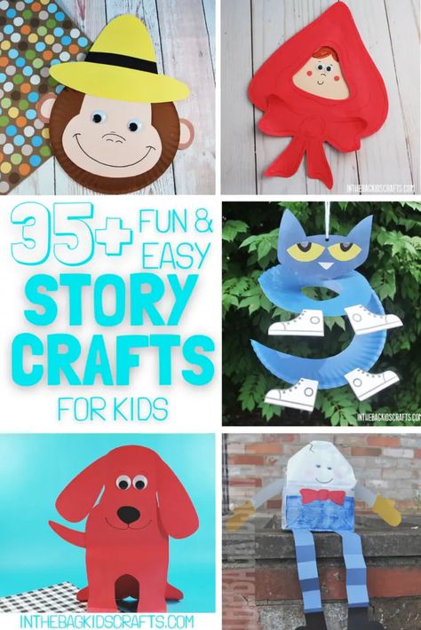 Preschool Crafts With Books, Story Activities Preschool, Book Week Craft Ideas, Kindergarten Story Activities, Book Character Crafts, Read Aloud Crafts, Story Book Crafts, Famous Authors Preschool Theme, Storybook Crafts Preschool