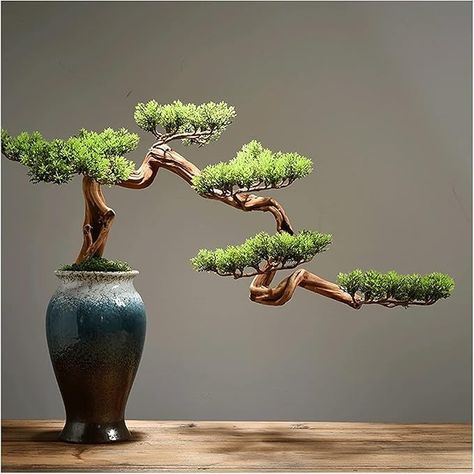 Amazon.com: Artificial Plant Decoration Artificial Plants Artificial Bonsai Welcoming Pine Tree,15 Inches Simulation Potted Plant Decorative Bonsai, Office, Shop Decorative Gifts (Color : A) : Home & Kitchen Tree Parts, Japanese Style Bedroom, Zen Aesthetic, Desk Plants, Plant Decoration, Cubicle Decor, Bonsai Plants, Artificial Trees, Office Plants