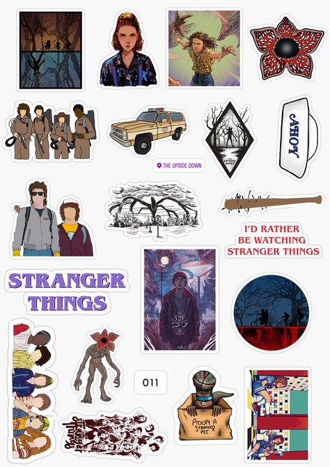 Stickers Stranger Things Images To Print, Stranger Things Journal Stickers, Printable Stickers A4 Size, Stickers Aesthetic Stranger Things, Stikers Stranger Things, Stranger Things Stickers Printable, Stranger Things Template, Stranger Things Printables, Stranger Things Clipart