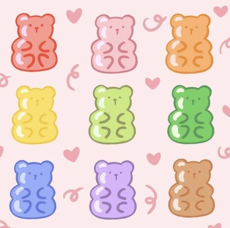 Gummy Bear Illustration, Gummy Bear Art, Cute Aesthetic Stickers, Digital Art Stickers, Procreate Artist, Ipad Procreate, Korean Stickers, Arte Van Gogh, Cute Doodles Drawings