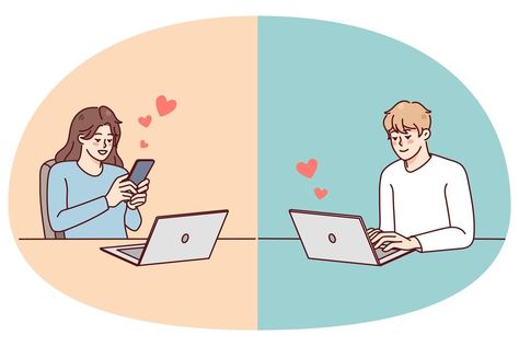 Premium Vector | Vector couple communicate online with relationship on distance Communication Illustration, Illustration Couple, Online Communication, Psd Icon, Free Vector Art, Psd Files, Vector Photo, Premium Vector, Graphic Resources