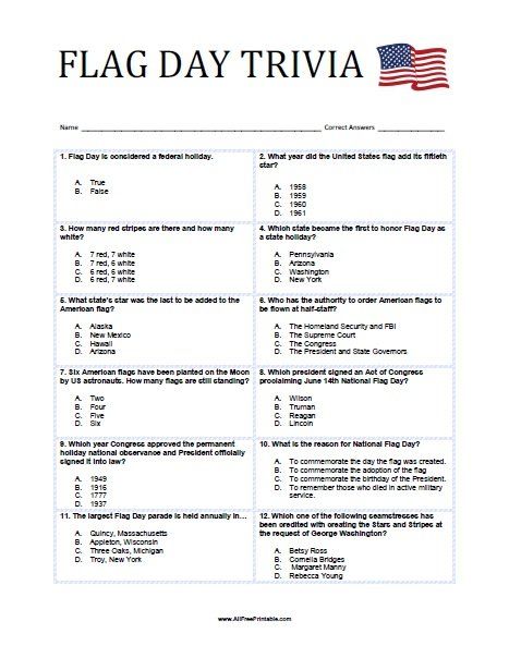 Flag Day Facts, Memorial Day Trivia, State Capitals Quiz, Trivia Quiz Questions, Graduation Words, Flag Game, Math Division, Printable Star, Flag Coloring Pages