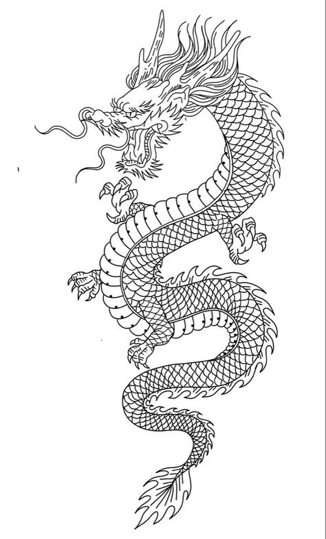 Drawing Of A Dragon, Dragon Tattoo Outline, Dragon Tattoo Stencil, Dragon Vector, Dragon Tattoo Sketch, Printable Tattoos, Dragon Tattoo Art, Japanese Dragon Tattoo, Japanese Dragon Tattoos