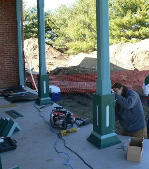 Restored Victorian Porch | New Prairie Construction Porch Trim, Porch Railing Designs, Wooden Mailbox, Gingerbread Trim, Victorian Porch, Porch Columns, Beadboard Ceiling, Porch Railing, Central Illinois