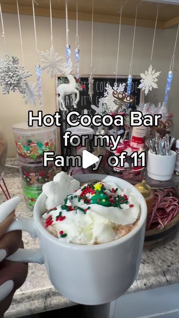 Melanie C. | Christmas comes but once a year. ☕️ 🎄 #hotchocolateweather #hotchocolatebar #cocoa ##coffeebar #christmasfun #familyfun #fyp | Instagram How To Set Up A Hot Cocoa Bar, Small Hot Chocolate Bar, Diy Hot Chocolate Bar Dollar Tree, Hot Chocolate Bar Ideas Holiday Parties, Winter Cocoa Bar, Hot Cocoa Board Ideas, Coco Bar Ideas Christmas, Hot Cocoa Bar Ideas Christmas Decor, Hot Chocolate Bar For Teachers