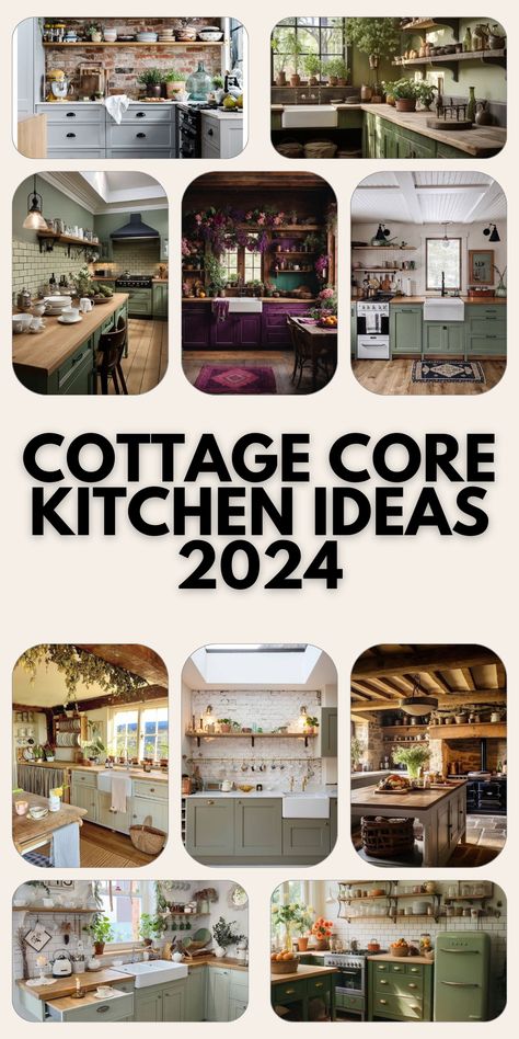 Elevate Your Space with 2024 Cottage Core Kitchen Ideas: Rustic Charm, Farmhouse Elegance, and Bloxburg Magic Unleashed Cottagecore Modern Kitchen, Cottage Themed Kitchen, Cottage Theme Kitchen, Vintage Cottage Core Kitchen, Rustic Boho Kitchen Ideas, Kitchen Remodel Cottage Core, Cottage Core Kitchen Decor Ideas, Modern Cottagecore Kitchen, Cottage Core Aesthetic Kitchen