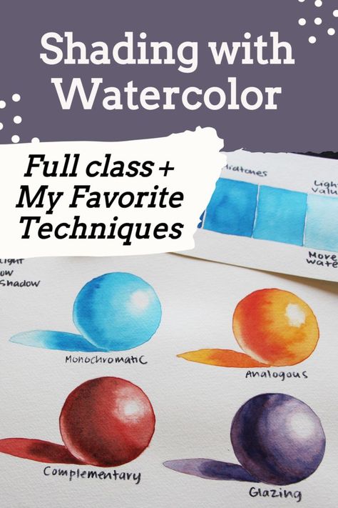 Watercolor Art For Intermediate, Watercolor Sphere Tutorial, Shading In Watercolor, Shading With Watercolor, Watercolour Exercises For Beginners, Watercolor Blending Techniques, Watercolor Shading Techniques, Watercolor Value Study, Watercolor Exercises For Beginners