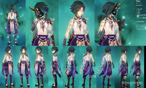 Xiao Hair, Genshin Impact Character Design, Genshin Character Design, Genshin Impact Reference, Genshin Design, Genshin Reference, Xiao Cosplay, Genshin Impact Xiao, Character Reference Sheet