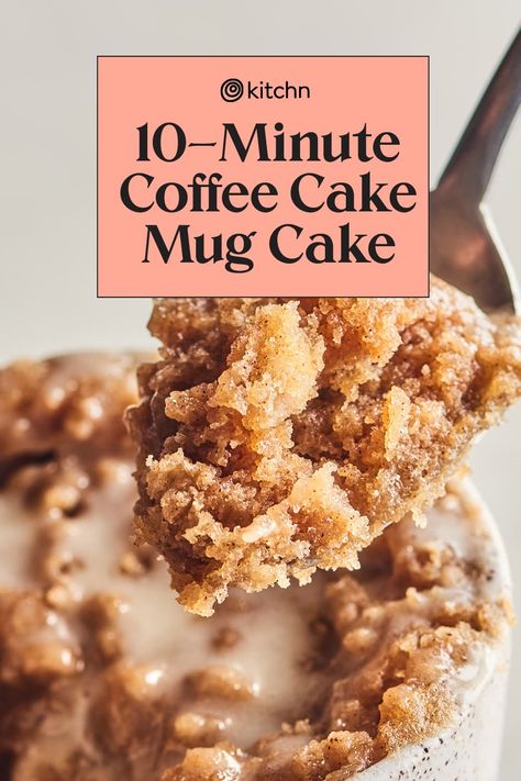 Microwave Breakfast Cookie, Coffee Cake Mug Cake Microwave, Coffee Cake In A Mug Recipe, Single Serve Coffee Cake, Mug Muffin Recipe Microwave, Coffee Cup Desserts Mug Cakes, Coffee Cake For One, Mug Cake Recipes Microwave, Cake In A Cup Recipe Microwave