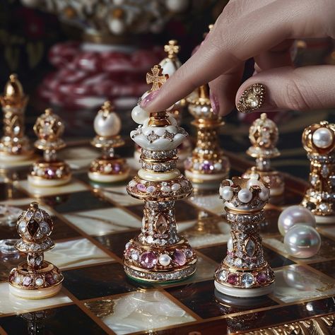 Embark on a grand strategic voyage with my latest carousel of opulent chess sets. Each move on this board isn’t just a game; it’s a saga of luxury, glistening with gemstones and pearls that command attention. Imagine the fusion of tactical prowess and the sparkle of high fashion, where every checkmate is as stylish as it is smart. Let’s play a game where the stakes are as high as the elegance. . . . #CheckmateChic #StrategicSparkle #LuxuryChess #GemstoneGameplay #PearlPlay #HighFashionGaming ... Glass Chess, Luxury Chess Sets, Chess Master, Expensive Jewelry Luxury, Play A Game, Chess Sets, Luxe Life, Light Camera, Makeup Room