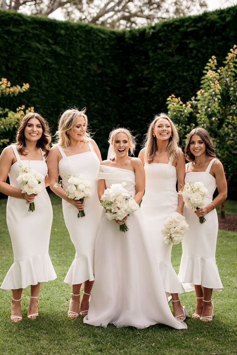 One Day Bridal, White Bridesmaid, Custom Bridesmaid Dress, White Bridesmaid Dresses, Elegant Bridesmaid Dresses, Villa Wedding, Melbourne Wedding, Marquee Wedding, Cheap Custom