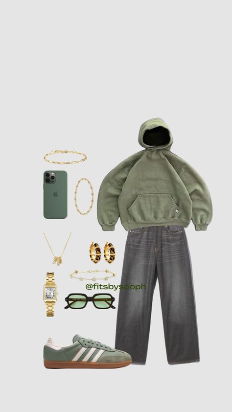 Grey Streetwear Outfit, Green Streetwear Outfit, Green Hoodie Outfit, Grey Streetwear, Green Streetwear, Summertime Outfits, Back To School Fits, Beauty Vibes, Mood Clothes