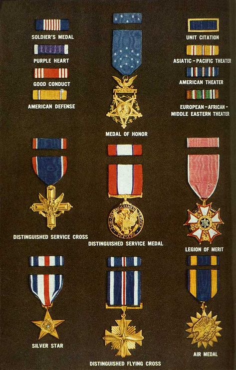 United States Air Force World War II Metals Air Force Medals, Us Military Medals, Army Medals, Military Decorations, Medal Of Honor Recipients, Military Tactics, Military Ranks, Military Orders, Military Medals