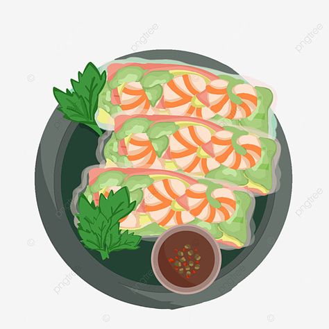 Spring Roll Drawing, Vietnam Roll, Goi Cuon, Vietnamese Rolls, Drink Doodles, Shrimp Spring Rolls, Fried Spring Rolls, Vietnamese Spring Rolls, Shrimp Rolls