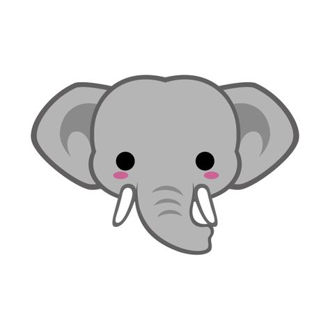 Cute Asian Elephant With Tusks - Elephant - T-Shirt | TeePublic Elephant Drawing Cute, Elephant Face Drawing, Chibi Dog, Elephant Sketch, Elephant Wallpaper, Elephant Stickers, Elephant Face, Elephant Drawing, Cartoon Elephant