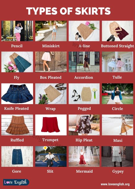 Types of Skirts: 45 Trendy Skirt Types To Introduce Into Girls' Everyday Style - Love English Skirt Names Types Of, Nandini Gupta, Skirt Types, Tongue Twisters For Kids, Visual Dictionary, Washing Soap, Stylish Lady, Etiquette And Manners, Interesting English Words