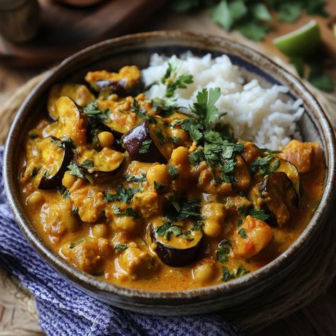 🌟 **Curry d’Aubergines et Pois Chiches : Un Voyage de Saveurs !** 🍆🌱 Envie d'un plat réconfortant et savoureux ? Ne cherchez plus ! Ce curry d'aubergines et pois chiches est la recette parfaite pour ravir vos papilles. 🌶️✨ **Ingrédients :** - 2 aubergines - 1 boîte de pois chiches (400g) - 1 oignon - 2 gousses d'ail - 1 morceau de gingembre frais - 400ml de lait de coco - 2 cuillères à soupe de curry en poudre - 1 cuillère à soupe d'huile d’olive - Sel et poivre au goût - Coriandre fraîche ... Pain Naan, Naan, Pendant, Quick Saves