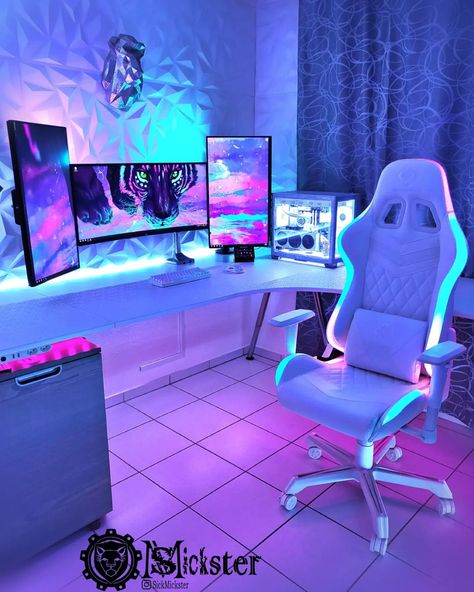 Tap to check our website (With Setup Products From Amazon) Follow us for more Setup inspiration 🕹 #gaming #gaminglife #gamingcommunity #gamingmemes #gamingsetup #gamingpc #gamingposts #gamingpc #setupinspiration #gamingsetups #gamingrig #gamingroom #gamingislife #gaminggear #gamingchair #setup #setups Games Room Inspiration, Small Game Rooms, Best Gaming Setup, Computer Gaming Room, Gamer Room Decor, Video Game Room Design, Gaming Setups, Neon Room, Video Game Rooms