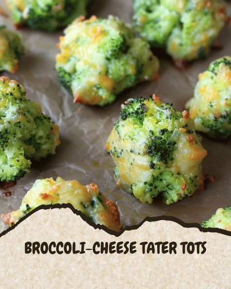 Broccoli Cheese Tater Tots, Broccoli Cheddar Tots, Tater Tot Recipes Easy, Tater Tot Dinner Ideas, Broccoli Appetizers For Party, Seasoned Tater Tots, Brocoli And Cheese, Broccoli Tots Recipes, Cheese Tots