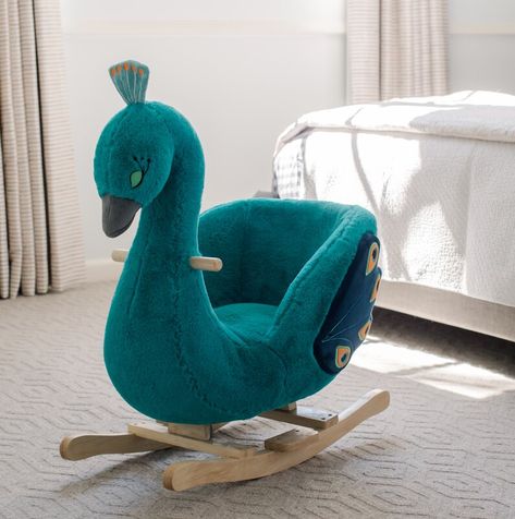 Peacock Nursery, Character Furniture, Peacock Baby, Kids Rocker, Wooden Rocker, Rocking Toy, Toy Ideas, Ride On Toys, Childrens Furniture