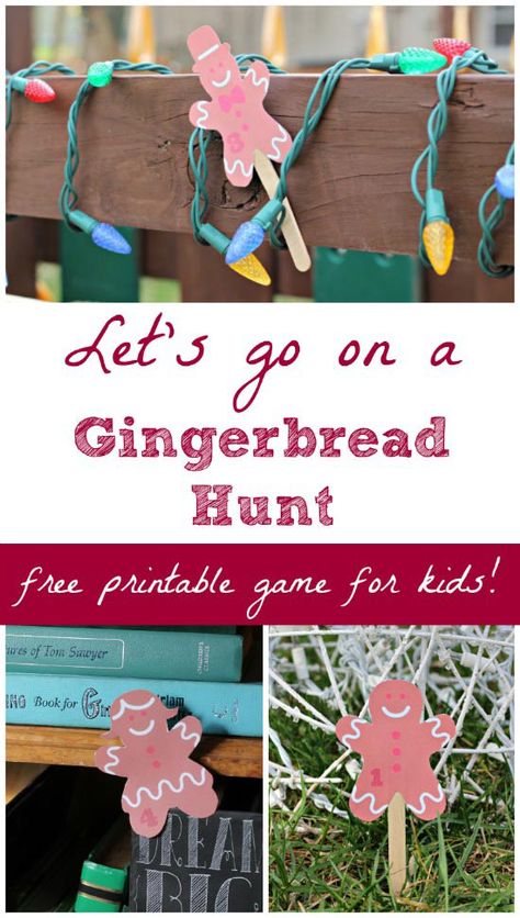 Gingerbread Scavenger Hunt, Easy Christmas Games For Kids, Easy Christmas Games, Gingerbread Games, Preschool Christmas Games, Christmas Games To Play, Fun Family Christmas Games, Printable Games For Kids, Gingerbread Party