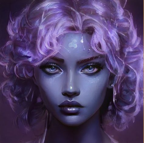 Purple Skin Drawing, Artbreeder Alien, Purple Skin Character, Alien Girl Art, Pretty Alien, Surealism Art, Alien Face, Alien Drawings, Skin Drawing