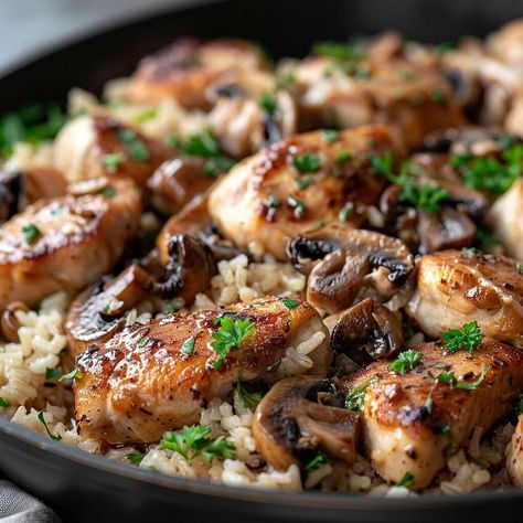 Chicken Mushroom And Rice Recipes, Chicken Mushroom Rice Recipes, Chicken Rice And Mushroom Recipes, Rice And Mushroom Recipes, Meal Prep Chicken And Rice, Chicken Mushroom Rice Casserole, Chicken And Mushroom Rice, Chicken Mushroom Rice, Mushroom Rice Recipes