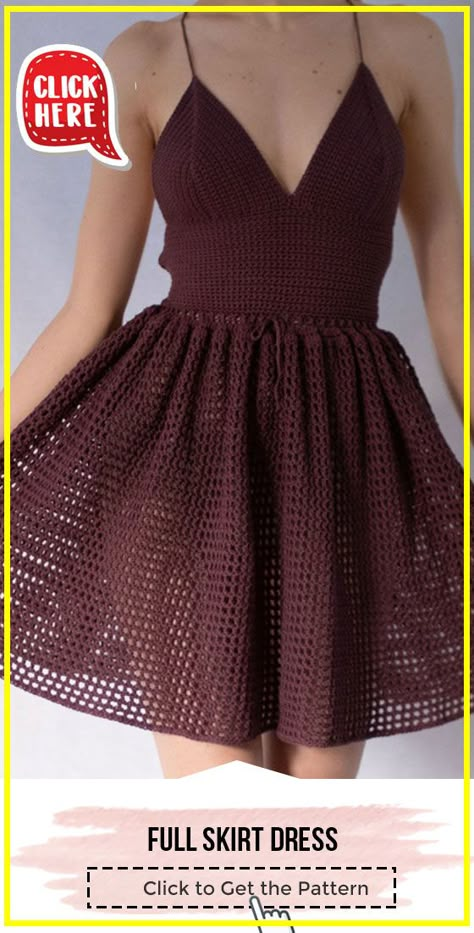 Full Skirt Pattern, Skirt Pattern Free, Crochet Dress Pattern Free, Simple Dress Pattern, Crochet Skirt Pattern, Crochet Summer Dresses, Dress Patterns Free, Crochet Skirts, Aesthetic Crochet