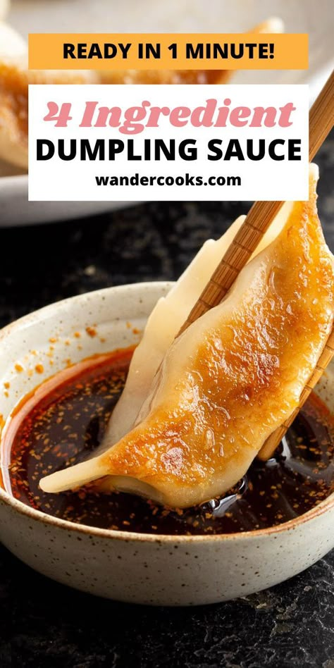 Gyoza Sauce, Asian Dipping Sauce Recipes, Japanese Gyoza, Dumpling Dipping Sauce, Dumpling Sauce, Asian Dipping Sauce, Easy Dumplings, Homemade Chinese Food, 4 Ingredient Recipes