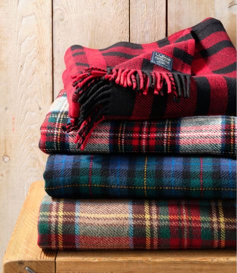 L.L.Bean Washable Wool Throw, Plaid 54" x 60" | Blankets & Throws at L.L.Bean Cozy Flannel Blanket, Southwestern Color Palette, Plaid Bedroom, Vintage Booth Display, Southwestern Colors, Vintage Booth, Plaid Bedding, Holiday Blankets, Wool Throw Blanket