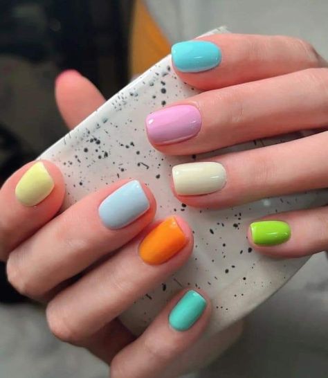 Color Palette Nails, Gelish Colors, Nails Colour, Summer Nail Colors, Multicolored Nails, Queen Nails, Heart Nail Designs, Hello Nails, Hippie Nails