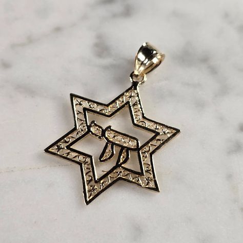 A 14k Yellow Gold Star Of David Chai Pendant. The Pendant Weighs 1.4g And Measures 1 1/4" Long By 7/8" Wide. Makes A Great Gift For That Someone Special. Any Questions, Please Ask. Be Sure To Check Out Our Other Items For Sale. Star Of David, Gold Star, Gold Stars, Someone Special, Womens Jewelry Necklace, Great Gifts, Jewelry Necklaces, Yellow Gold, Women Jewelry